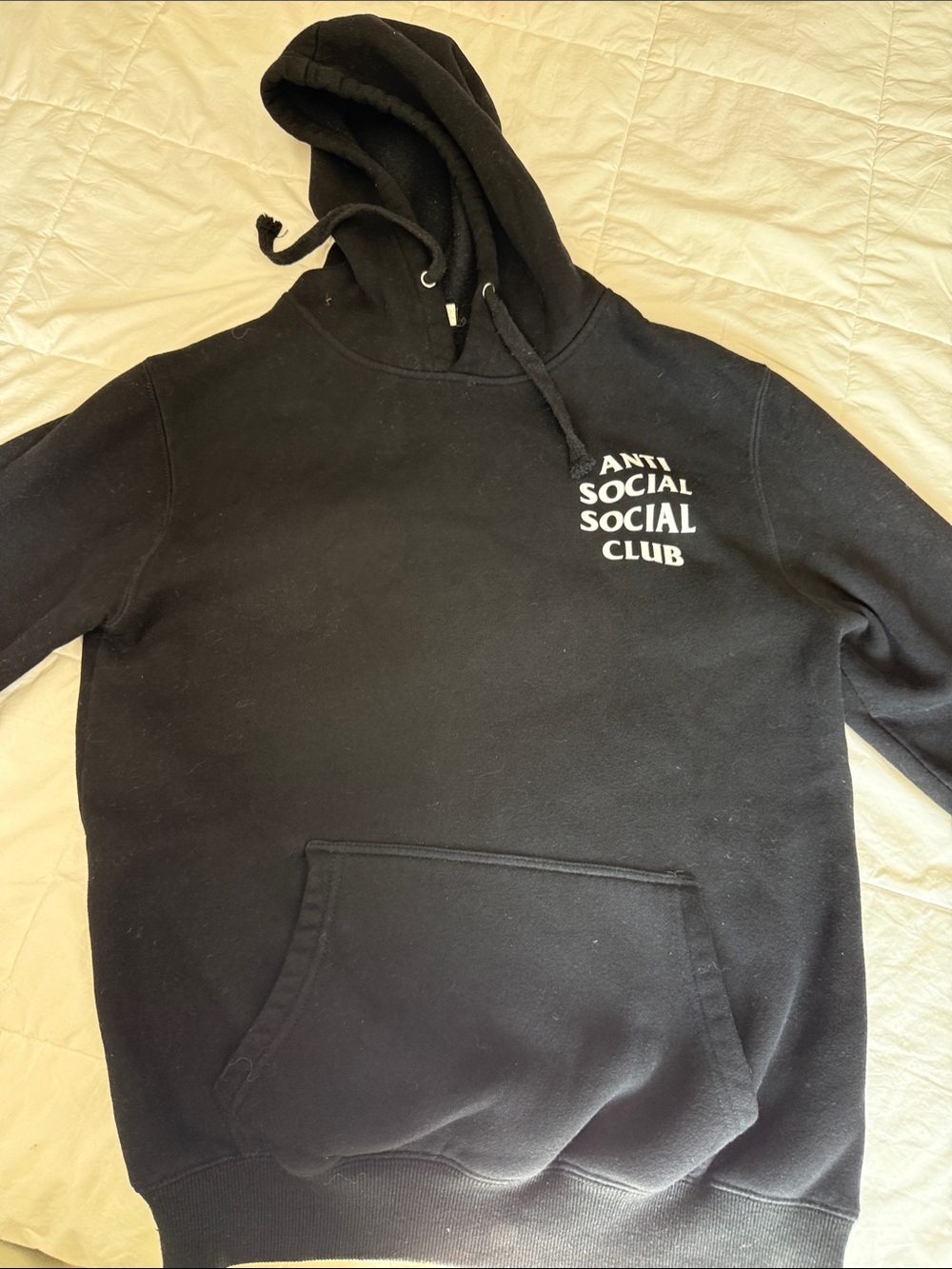 Anti Social Social Club Black Pullover Hoodie with White Logo